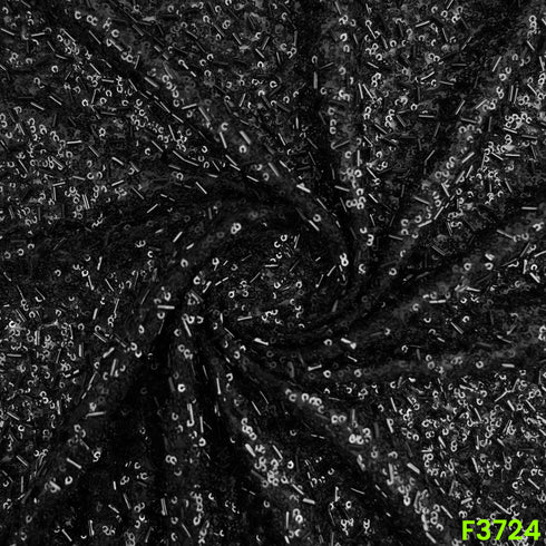 Cut Dana Thread Sequins Embroidered Net Fabric-F3724